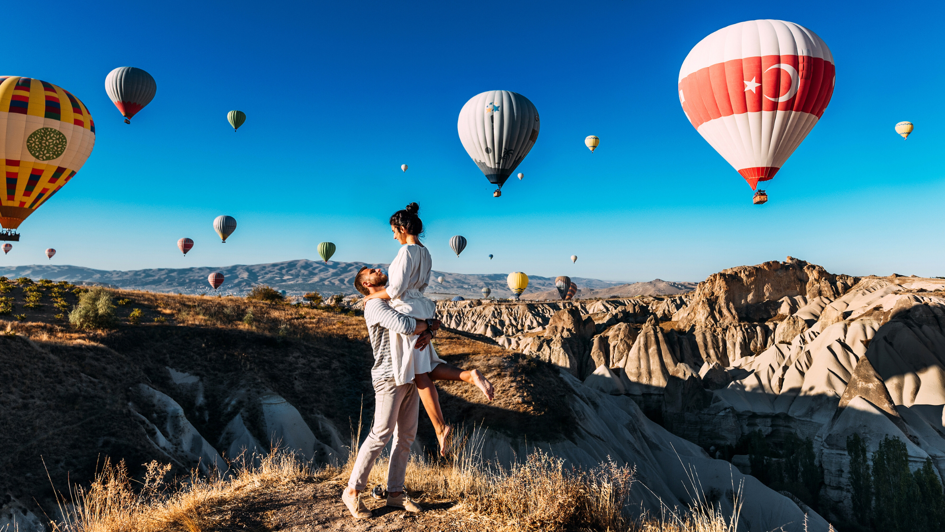 Paar Ballonfahrt